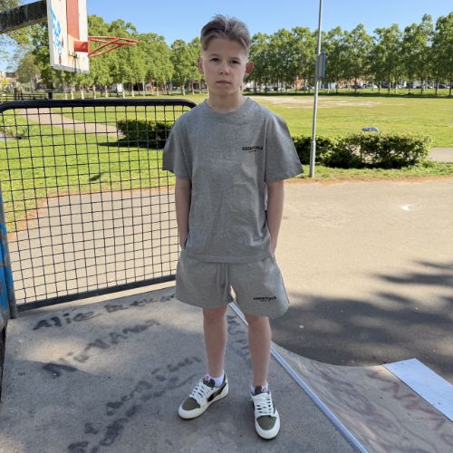 Fear of God Essentials Dark Oatmeal Kids Summer Set